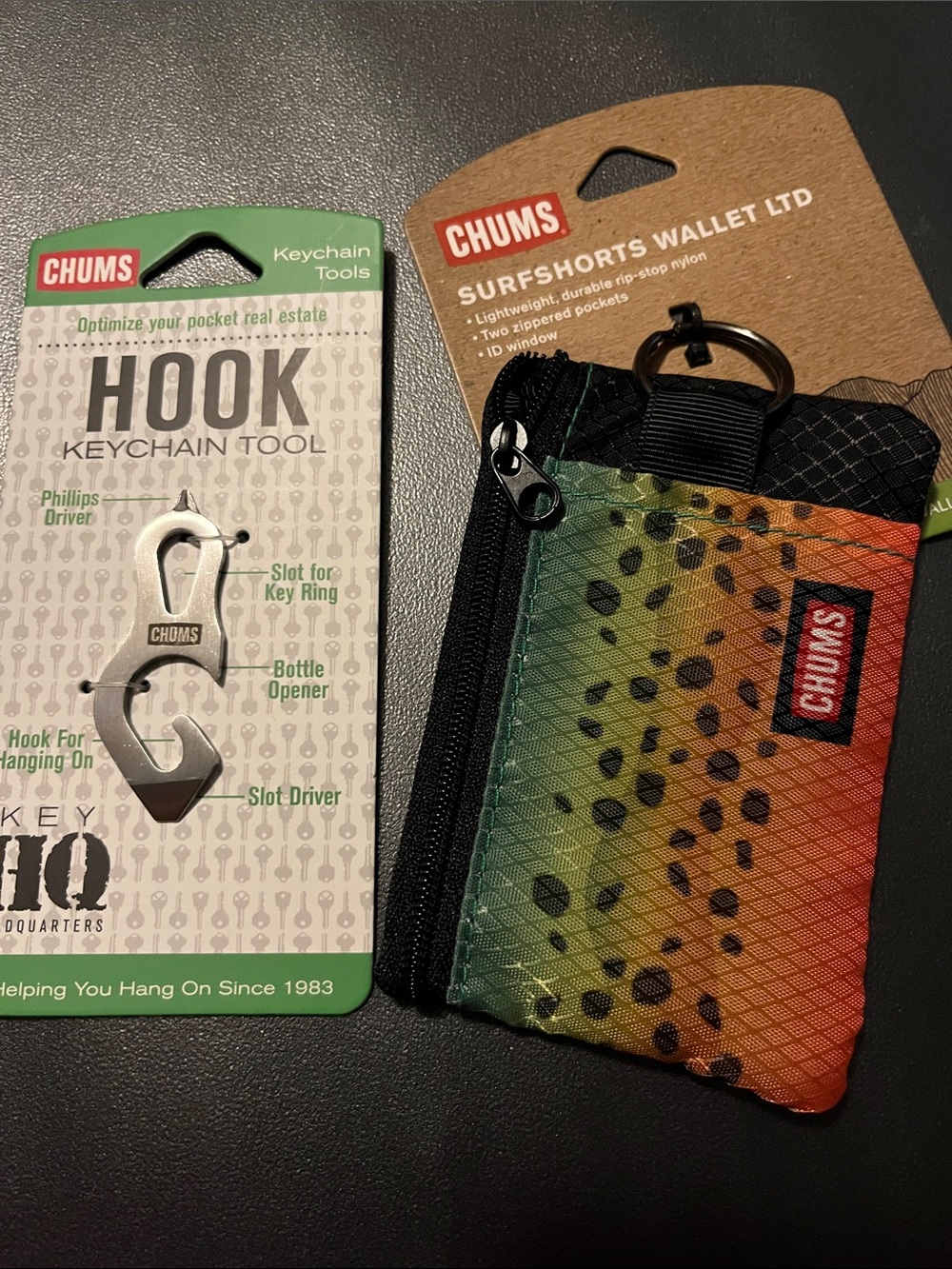 Unisex Chums Surfshorts Wallet and Chums Hook Keychain Tool